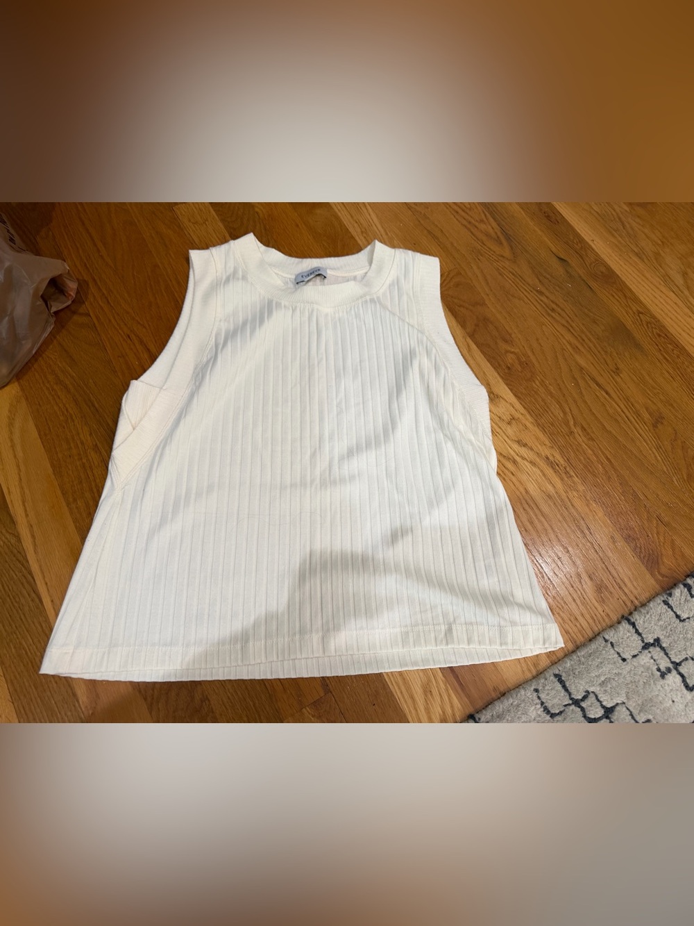 Evereve Off White Ribbed Sleeveless Tank Top